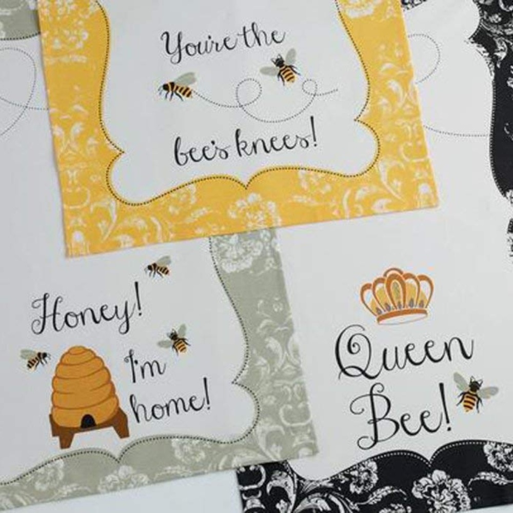 Busy Bees Printed Kitchen Dish Towels Set of 3